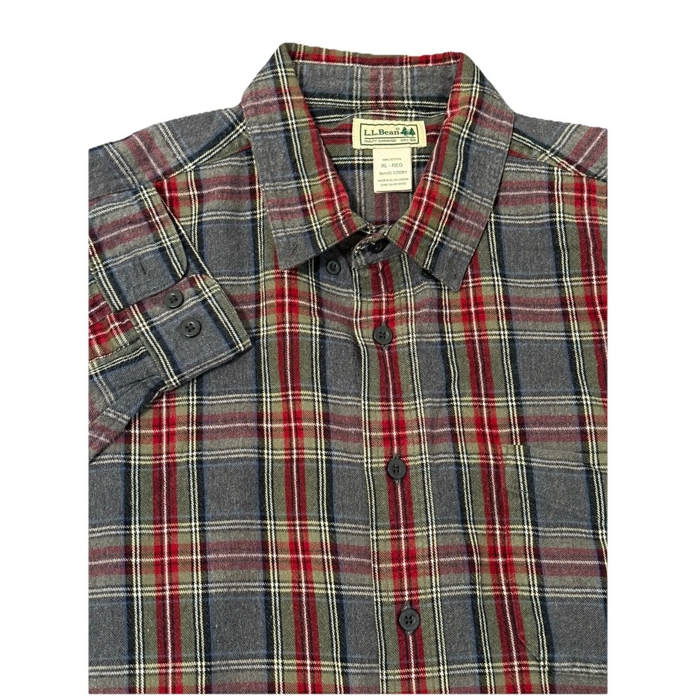 LL Bean Shirt Mens‎ XL Brown Plaid Flannel Outdoor Rugged Preppy Grunge Work